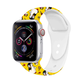 Animal Friends Silicone Sport Apple Watch Band, Lemur Print - Penguins with Ice Cream on Yellow Background.