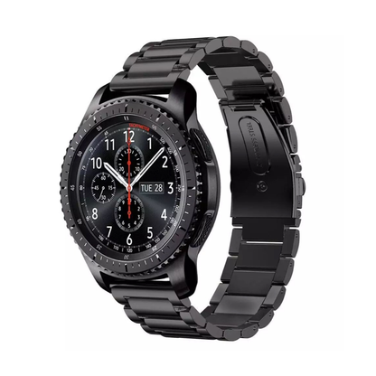 Samsung Gear S3 Frontier Watch with a Black Classic Link Universal Watch Band.