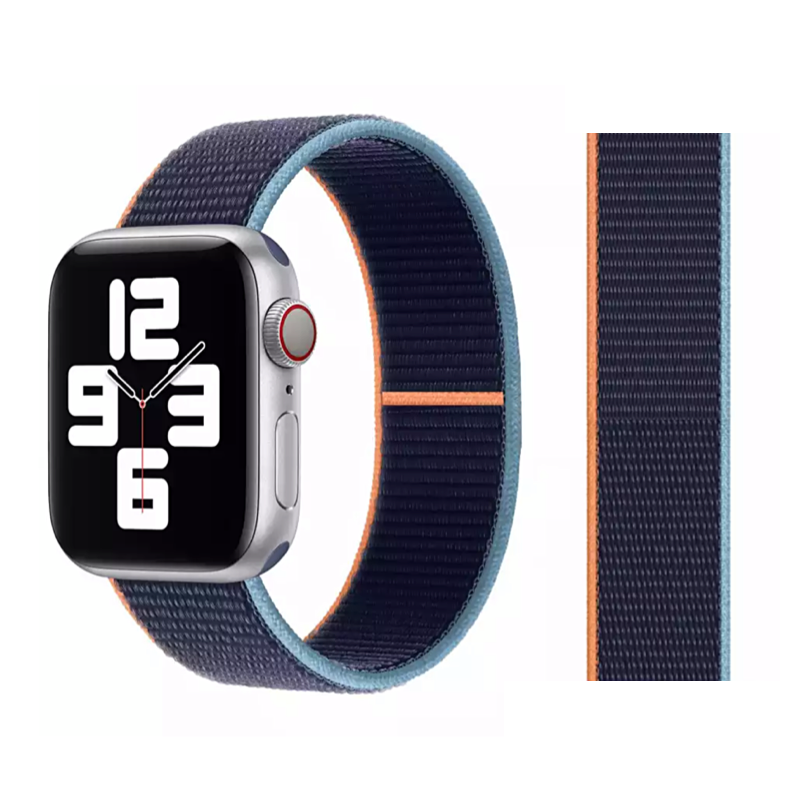 Blue, Orange, and Deep Navy Color Duos Nylon Sport Loop Band for Apple Watch.
