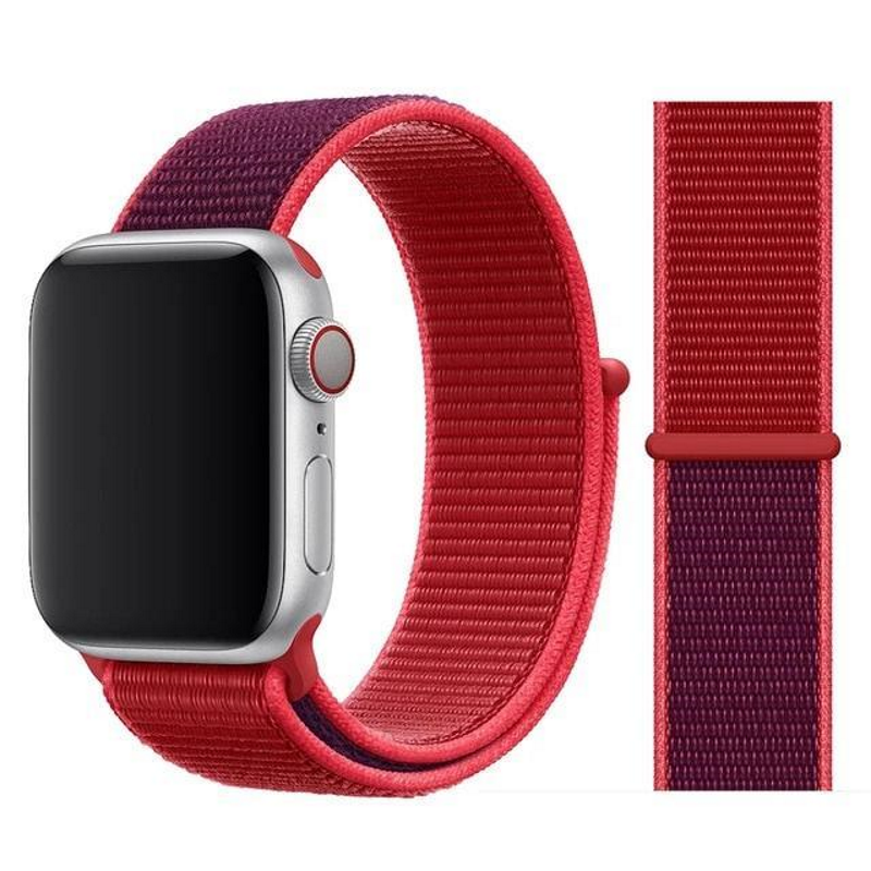 Red Edition Red and Dark Red Mulberry Color Duos Nylon Sport Loop Band for Apple Watch.