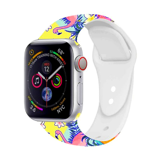Colorful Tropical Flamingo Pineapple Silicone Sport Replacement Band for Apple Watch.