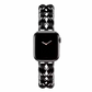 Black and Black Leather Chain Bracelet Band for Apple Watch.