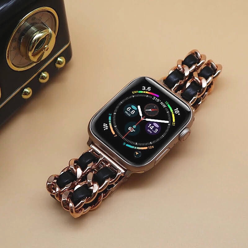 Tiki Haven Leather Chain Bracelet Band for Apple Watch