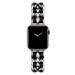 Silver and Black Leather Chain Bracelet Band for Apple Watch.
