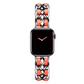 Silver and Orange Leather Chain Bracelet Band for Apple Watch.