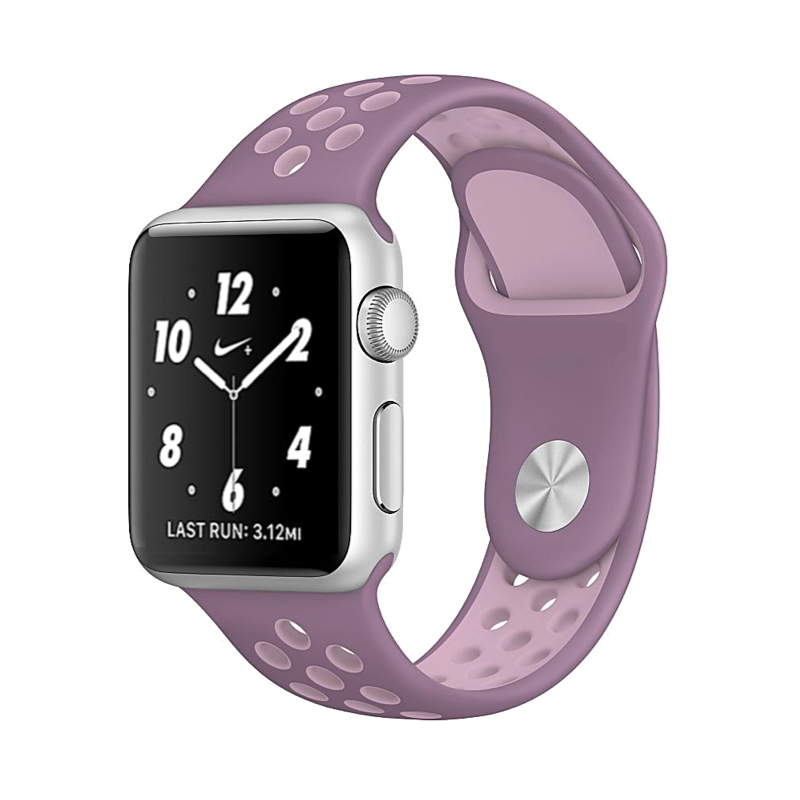 Light Purple Lavender Violet Dust Plum Fog Nike Style Silicone Sport Band for Apple Watch.