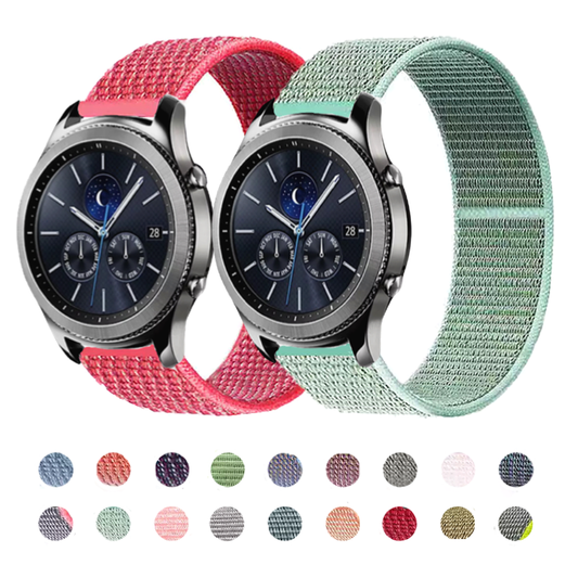 Group of Nylon Sport Loop Universal Watch Bands in Various Colors with Color Swatches.