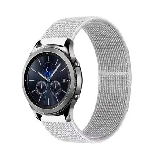 Spruce Aura White Nylon Sport Universal Watch Loop Band on Samsung Gear S3 Classic Watch.
