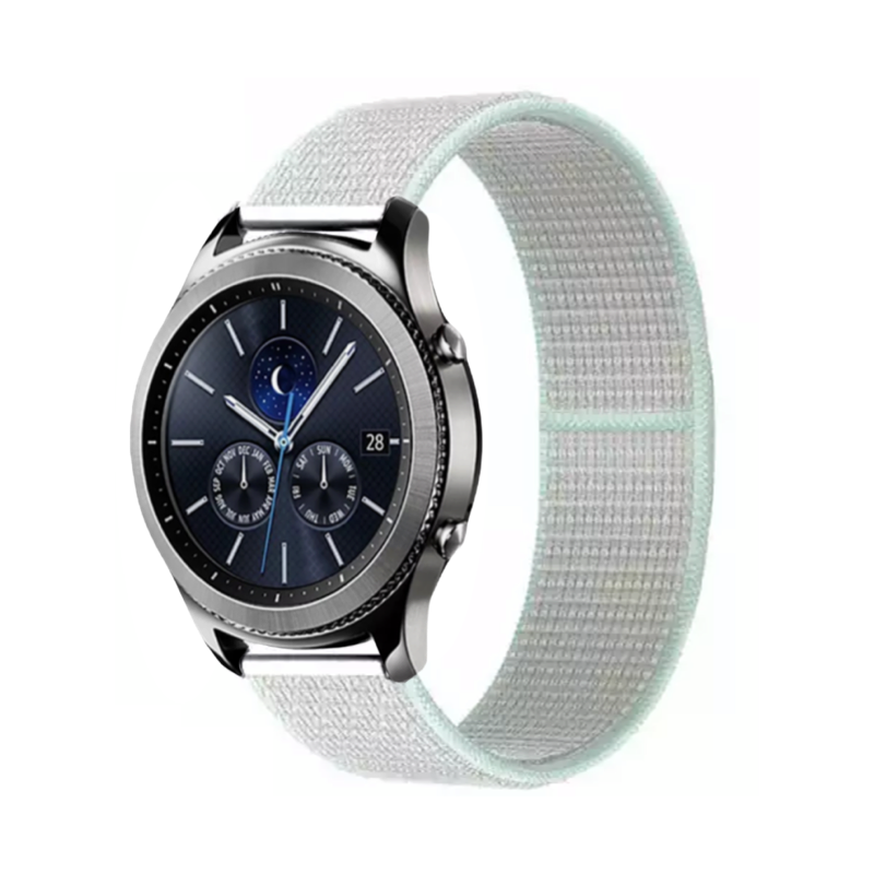 Teal Tint Pale Green Nylon Sport Universal Watch Loop Band on Samsung Gear S3 Classic Watch.