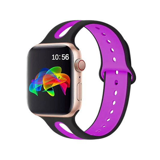 Black and Fuchsia Open Style Silicone Sport Band for Apple Watch.
