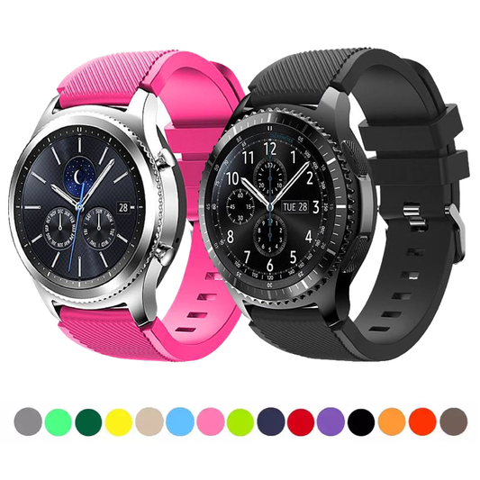 Samsung Gear S3 Frontier and Classic Watches, Each With a Rugged Silicone Sport Universal Watch Band.