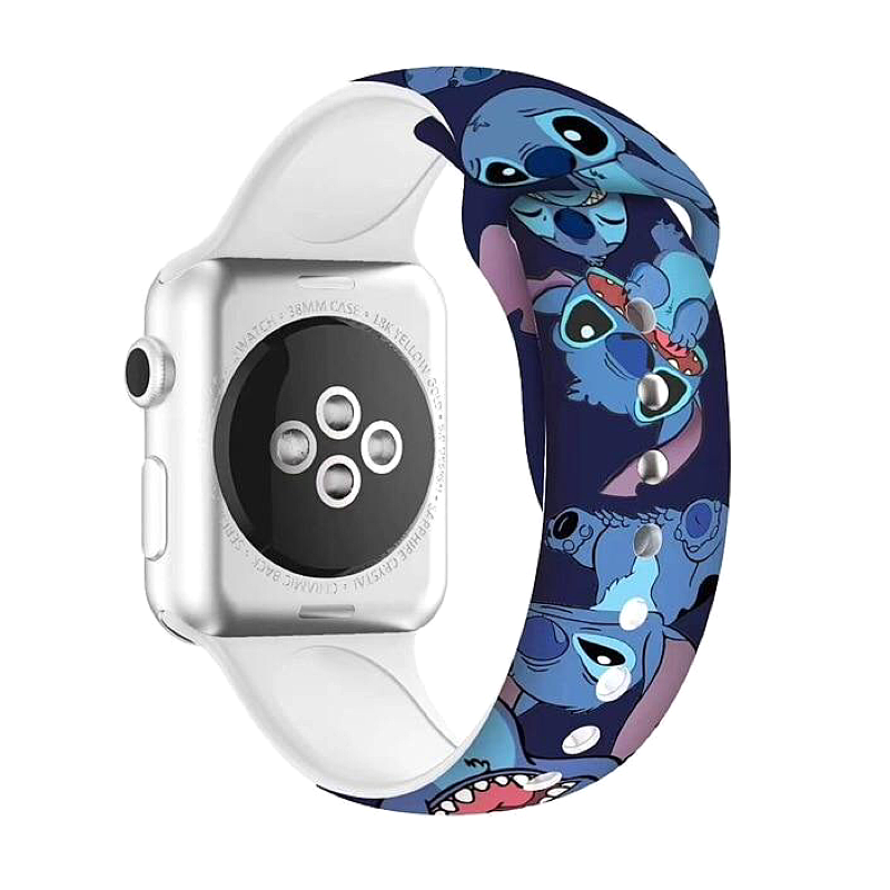 Stitch Disney Inspired Silicone Sport Band for Apple Watch - Back View.