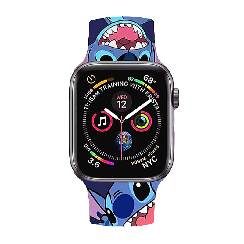 Stitch Disney Inspired Silicone Sport Band for Apple Watch - Front View.
