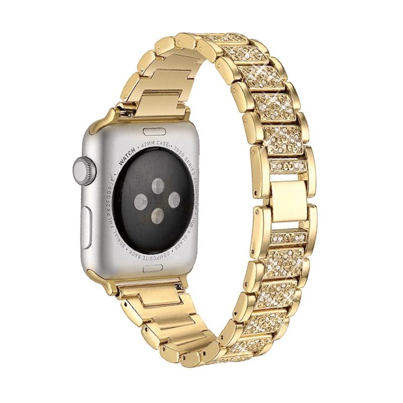 Gold Vintage Style Diamond Link Bracelet Band for Apple Watch - Back View.