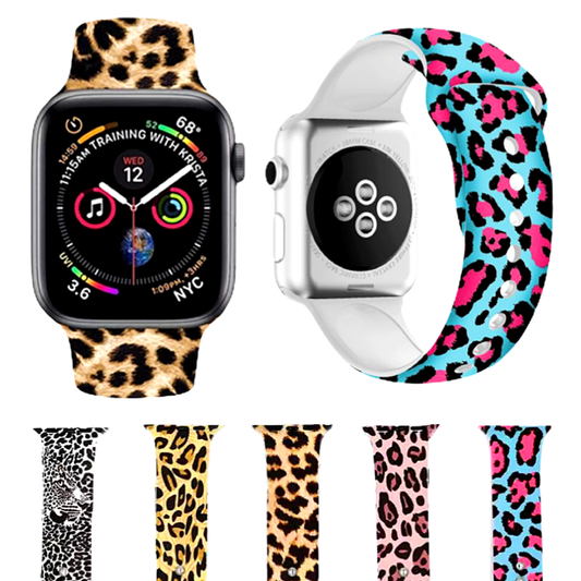 Group of Wildcat Print Silicone Sport Band for Apple Watch in Various Styles.